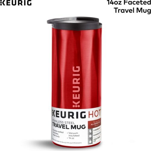 Keurig® Faceted Travel Mug w/ Flip Top Lid, Red, 414mL
