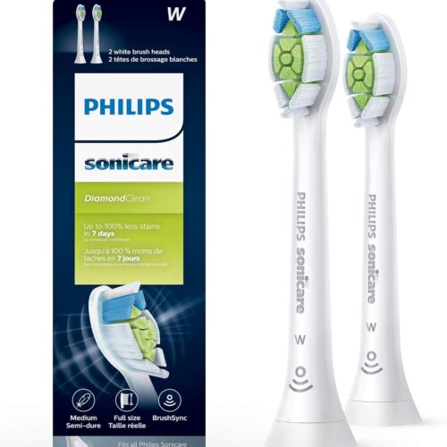 Philips Sonicare Diamond Clean Replacement Brush Heads, White, 2 Pack, HX6062/92