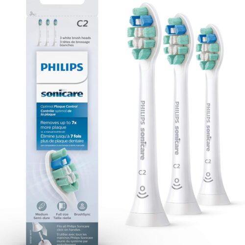 Philips Sonicare C2 Optimal Plaque Control Replacement Brush Heads, White, 3 pack, HX9023/92,