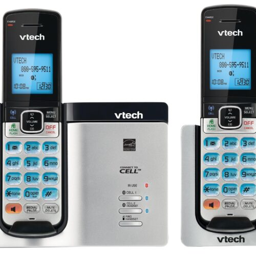 Vtech Dect 6.0 2-Handset Cordless Phone System with Caller ID, Green Backlit Keypad and Display