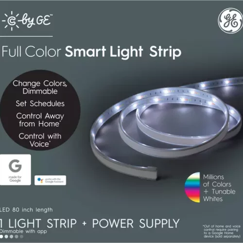 C by GE Bluetooth Light Strips Smart LED Full Color, Works with Alexa and Google Assistant, Bluetooth Enabled, 2 meters (1 Pack) cledstr20c2