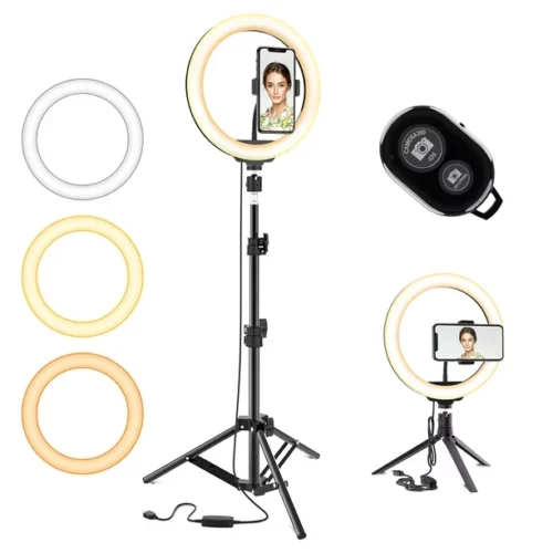 UBeesize 8″ 20cm Selfie Ring LED Light with 50″ Extendable Tripod Stand